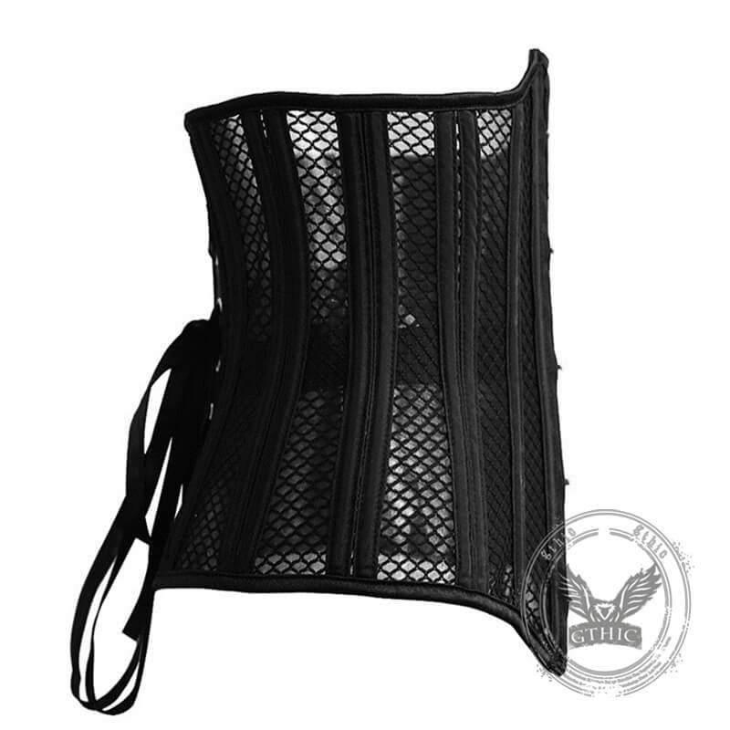 Black Mesh 26 Steel Boned Waist Correction Corset | Gthic.com