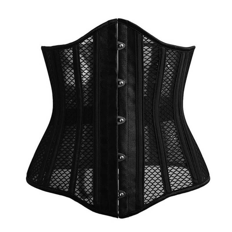 Black Mesh 26 Steel Boned Waist Correction Corset | Gthic.com