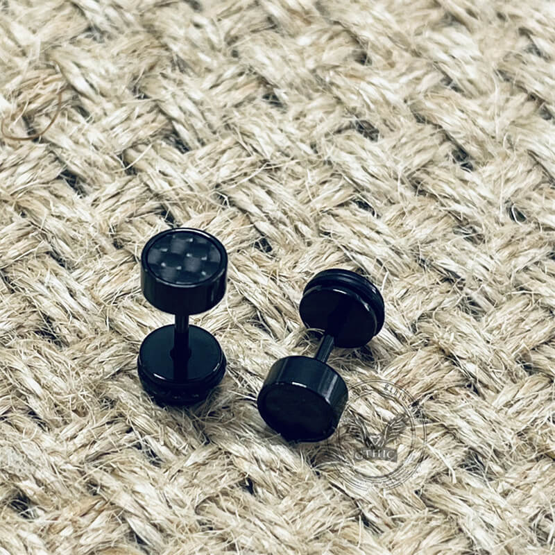 Black Minimalist Geometric Stainless Steel Stud Earrings | Gthic.com
