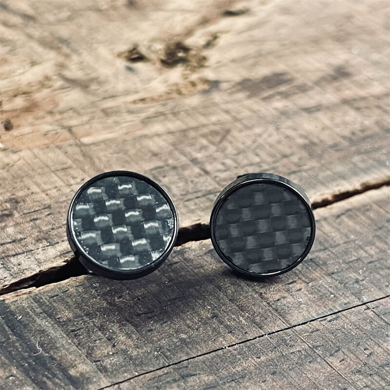 Black Minimalist Round Stainless Steel Stud Earrings | Gthic.com