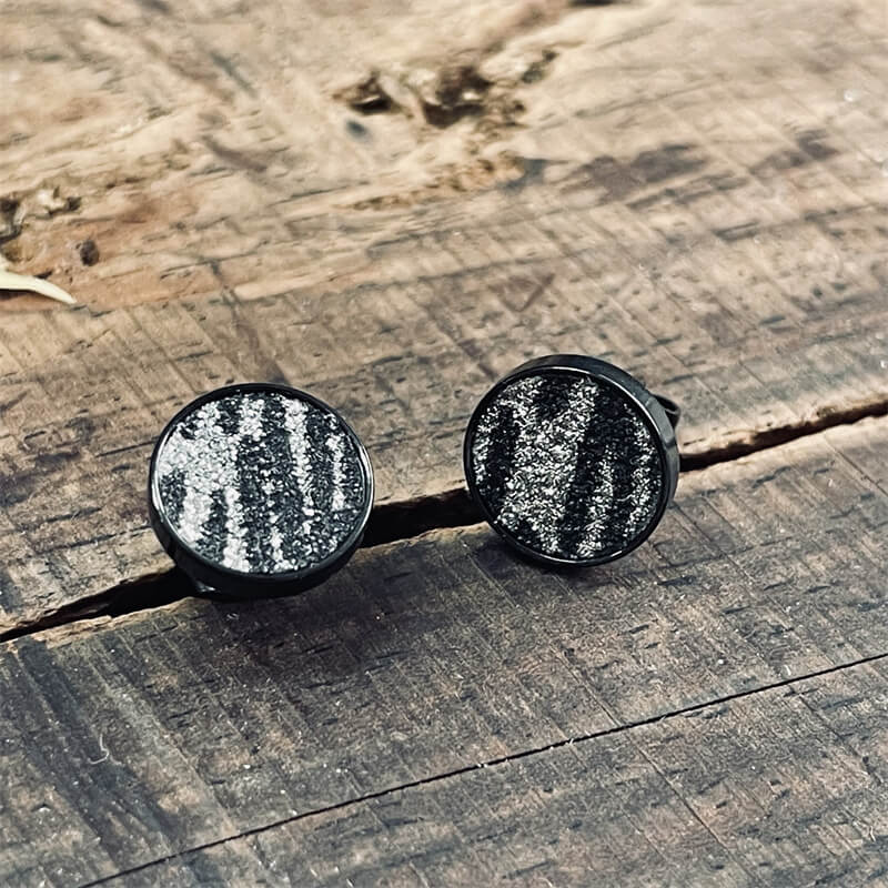 Black Minimalist Round Stainless Steel Stud Earrings | Gthic.com