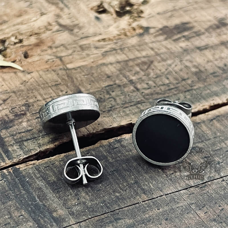 Black Minimalist Round Stainless Steel Stud Earrings | Gthic.com