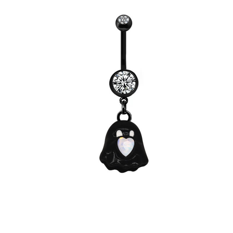 Black Moon Design Inlaid Zircon Alloy Belly Ring | Gthic.com