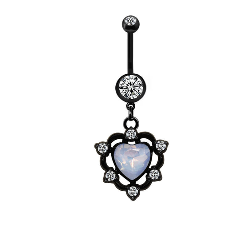Black Moon Design Inlaid Zircon Alloy Belly Ring | Gthic.com