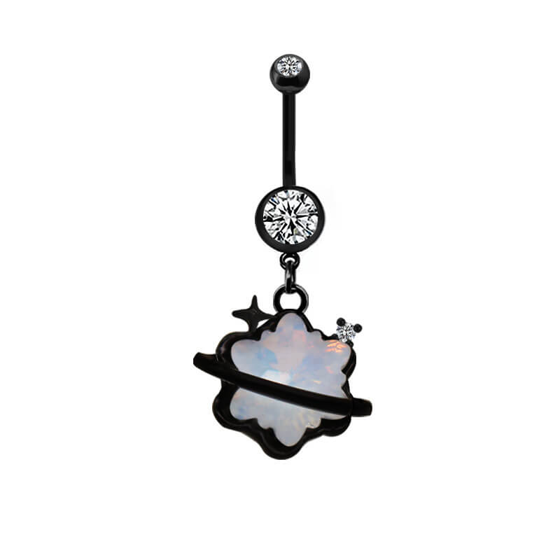 Black Moon Design Inlaid Zircon Alloy Belly Ring | Gthic.com
