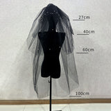 Black Multi-Layered Pearl Bridal Veil