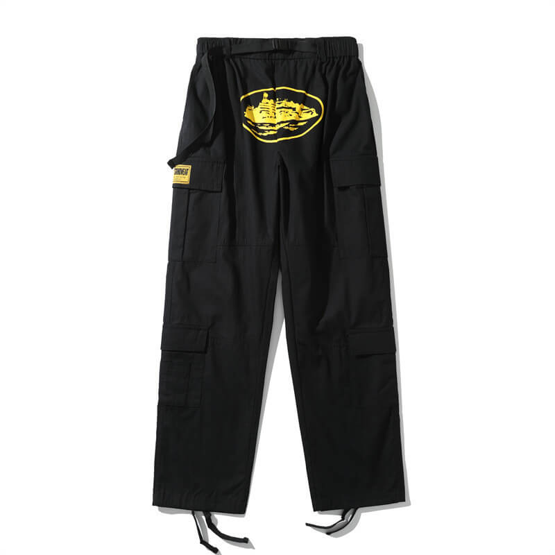 Black Multi-Pocket Printed Casual Cargo Pant | Gthic.com