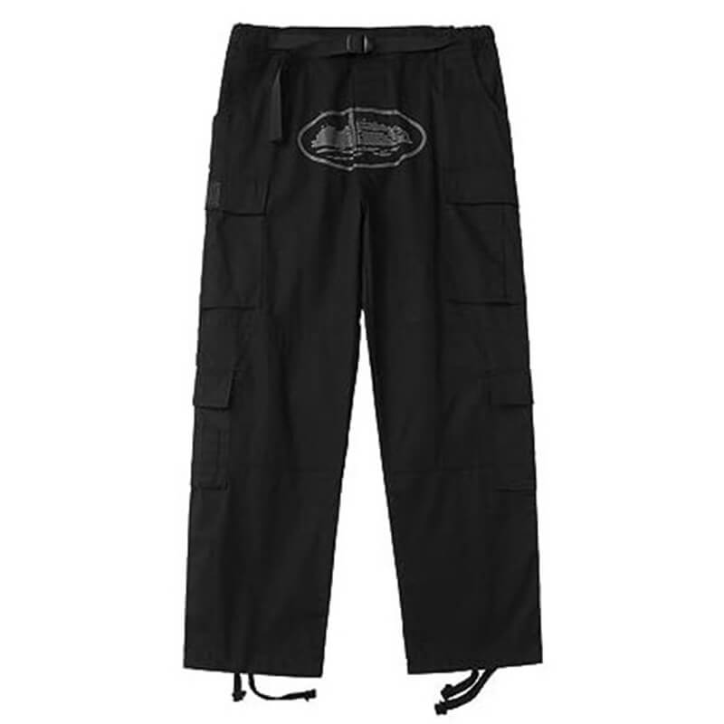 Black Multi-Pocket Printed Casual Cargo Pant | Gthic.com