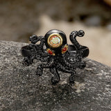 Black Octopus Brass Ring | Gthic.com