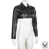 Black PU Leather Punk Crop Jacket | Gthic.com
