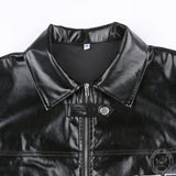 Black PU Leather Punk Crop Jacket