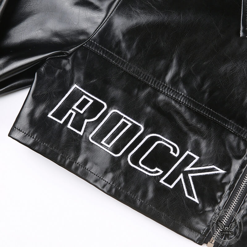 Black PU Leather Punk Crop Jacket