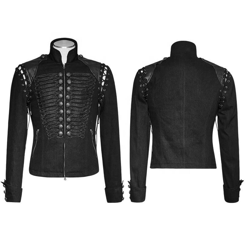 Black Punk Removable Sleeve Men's Jacket | Gthic.com