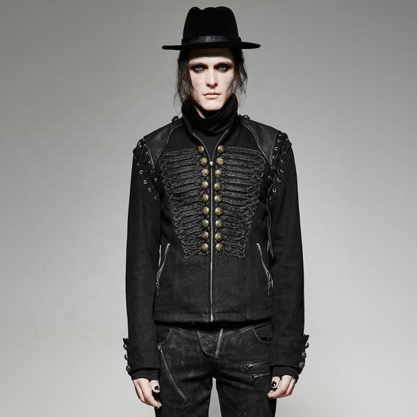 Black Punk Removable Sleeve Men's Jacket