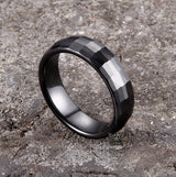 Black Rectangular Faceted Ceramic Ring