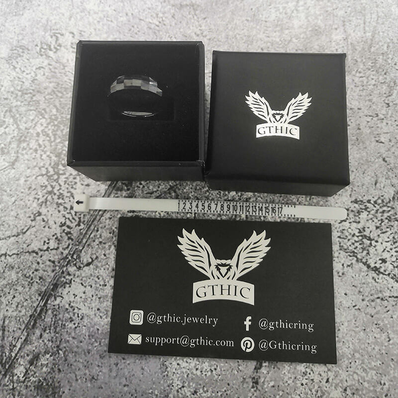 Anillo Cerámica Facetada Rectangular Negro