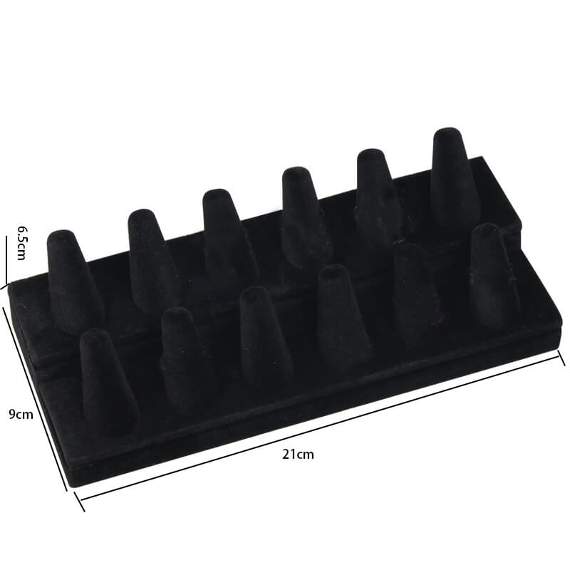 Black Resin Velvet Finger Ring Storage Display Holder