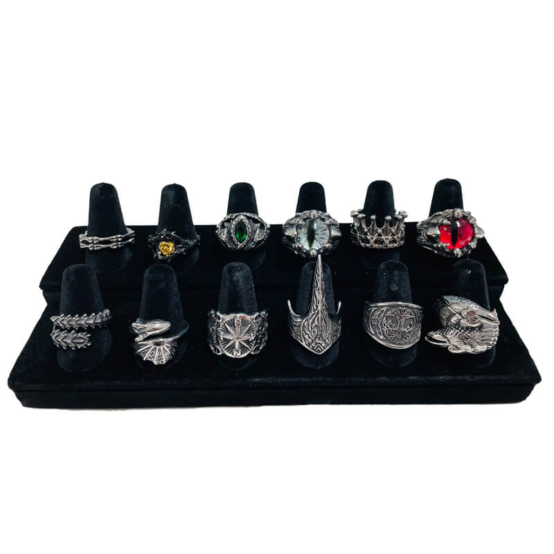 Black Resin Velvet Finger Ring Storage Display Holder | Gthic.com