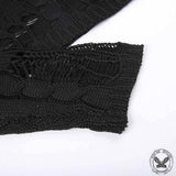 Suéter grunge de nailon rasgado negro
