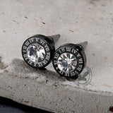 Black Roman Numeral Stainless Steel Punk Stud Earrings | Gthic.com