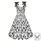 Black Rose Print Sleeveless Dress | Gthic.com