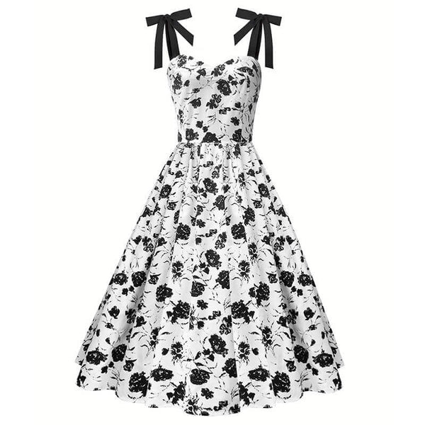 Black Rose Print Sleeveless Dress | Gthic.com