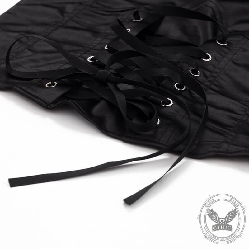 Black Satin Bandage Bodycon High Waist Skirt