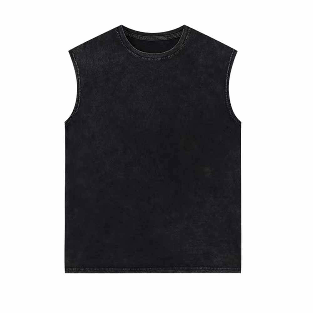 Black Simple Solid Color T-shirt Vest Top 02 | Gthic.com