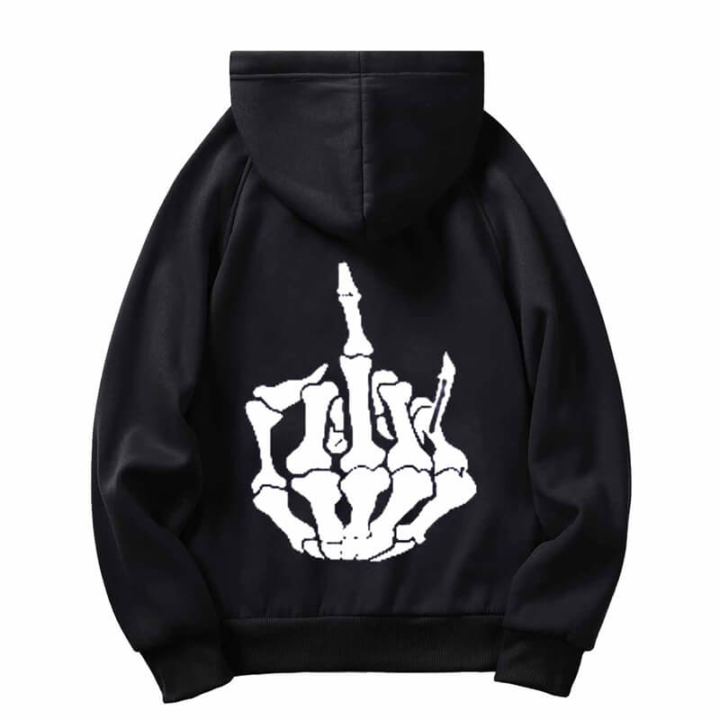 Black Skeleton Hand Casual Hoodie Coat | Gthic.com