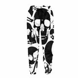 Black Skull Print Elastic Casual Pants | Gthic.com