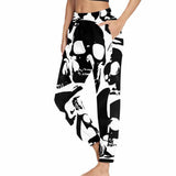 Black Skull Print Elastic Casual Pants | Gthic.com