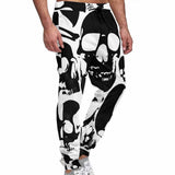 Black Skull Print Elastic Casual Pants | Gthic.com