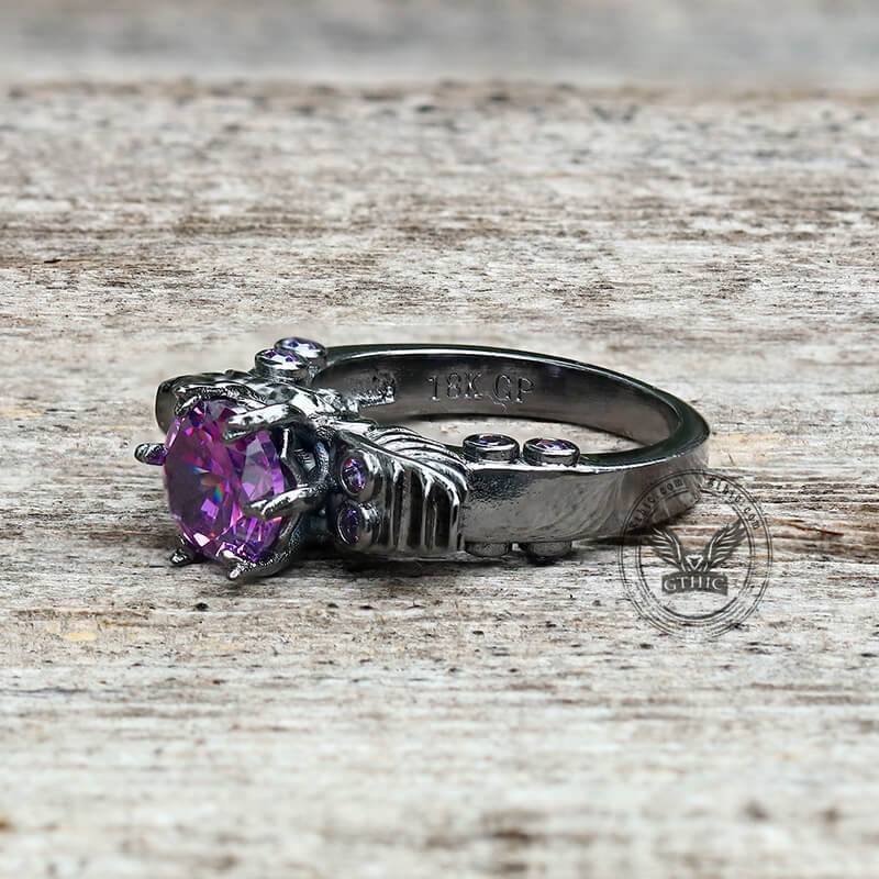 Black Diamond-Set Brass Engagement Ring