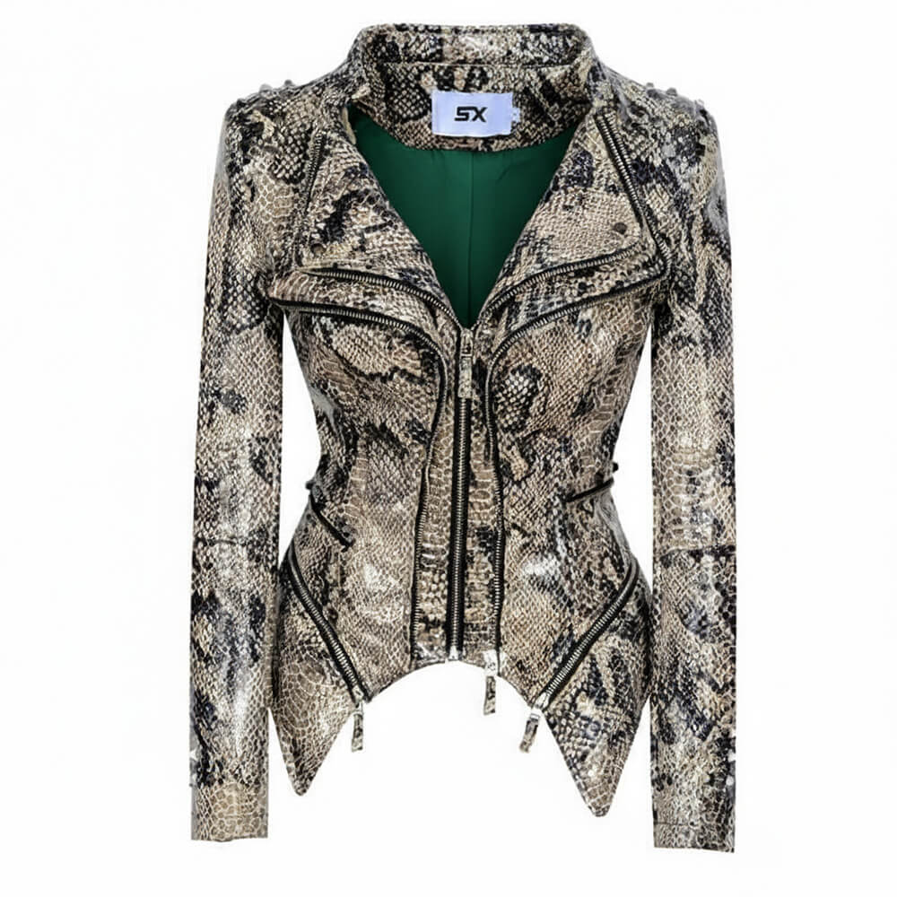 Black Slim Fit Studded Leather Moto Jacket