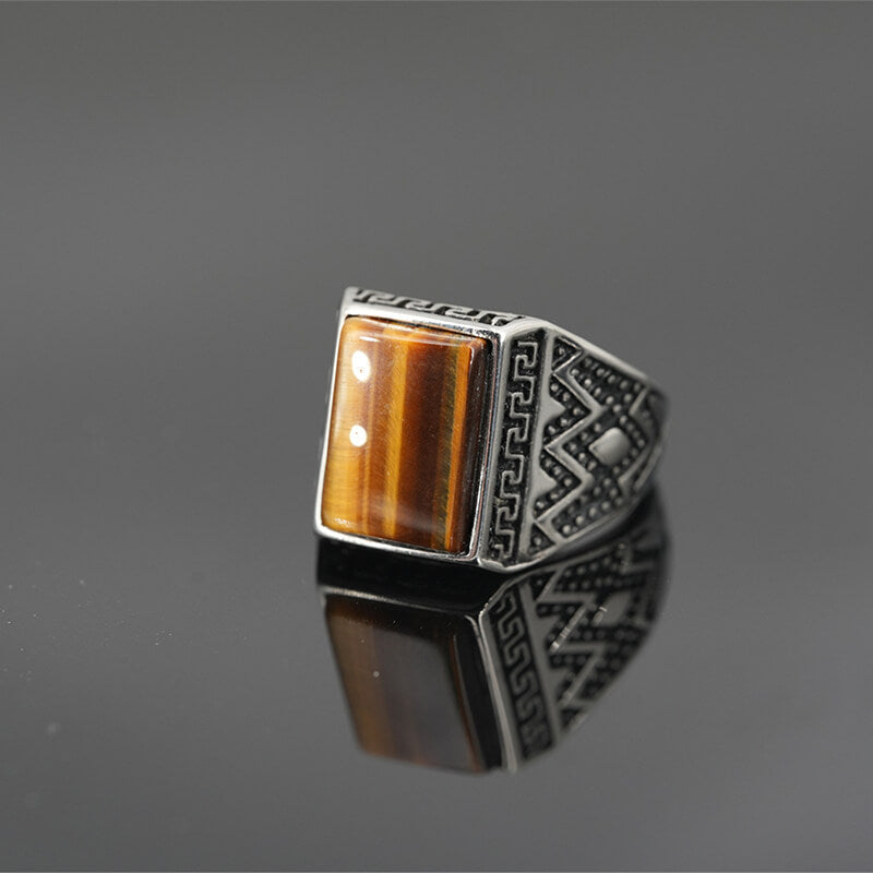 Black Stone Stainless Steel Spot Ring