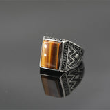 Black Stone Stainless Steel Spot Ring