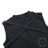 Black Strappy Cross Design Sleeveless Crop Top