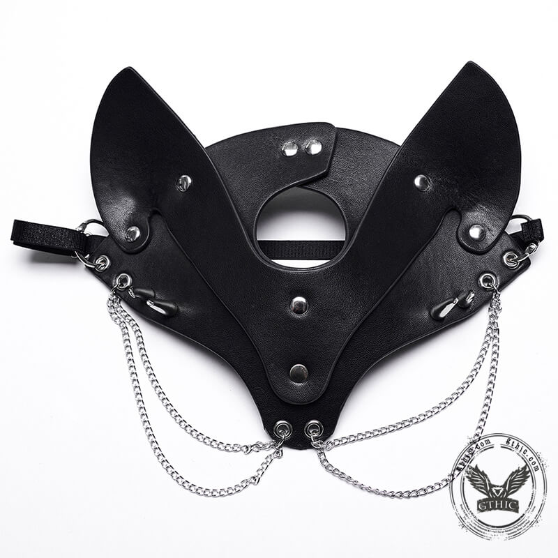 Black Studded Fox Shaped Facemask