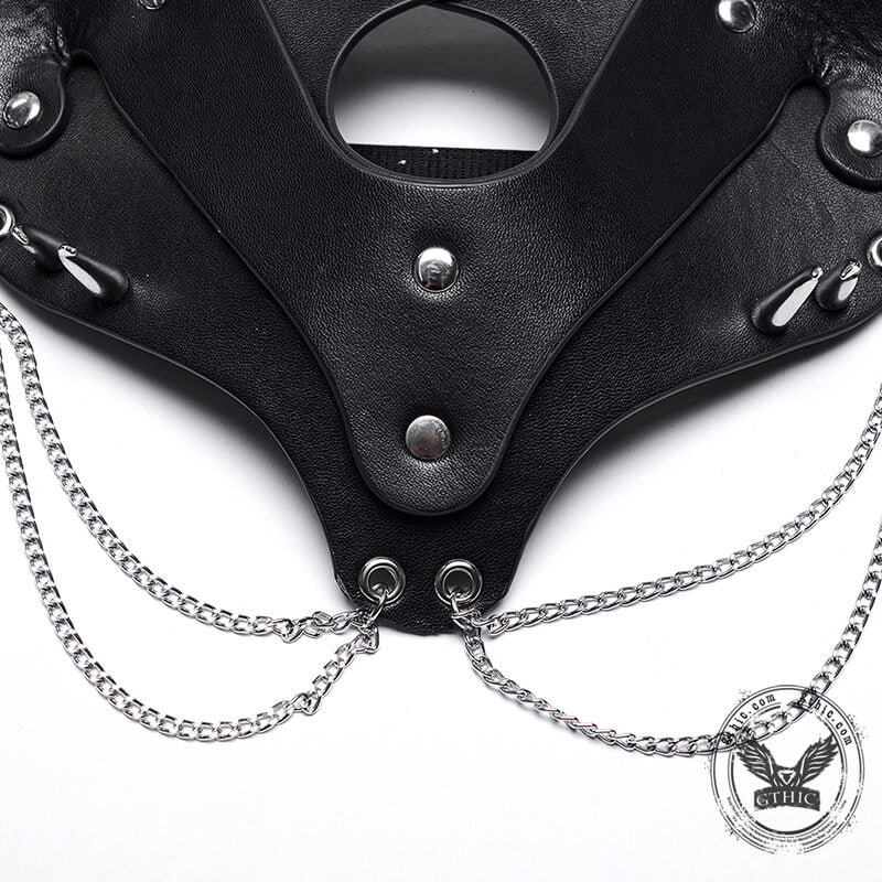 Mascarilla facial con forma de zorro con tachuelas negras