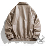 Black Vintage Street Style Zipper Leather Jacket