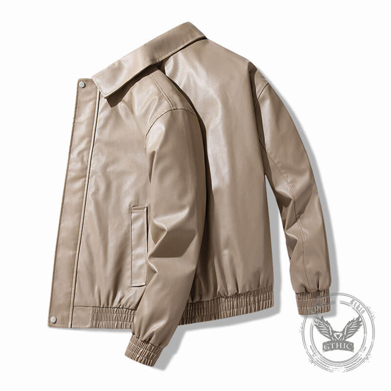 Black Vintage Street Style Zipper Leather Jacket