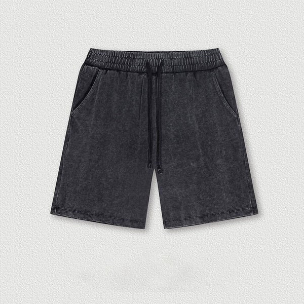 Black Vintage Washed Casual Sports Shorts | Gthic.com