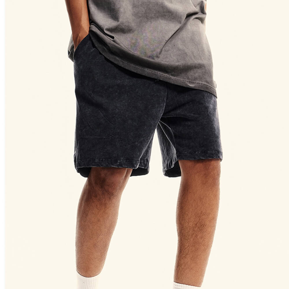 Black Vintage Washed Casual Sports Shorts