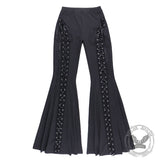 Black Women's Lace Up Flared Pants