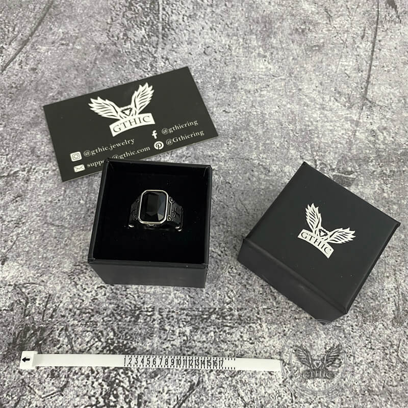 Black Zircon Stainless Steel Cross Ring