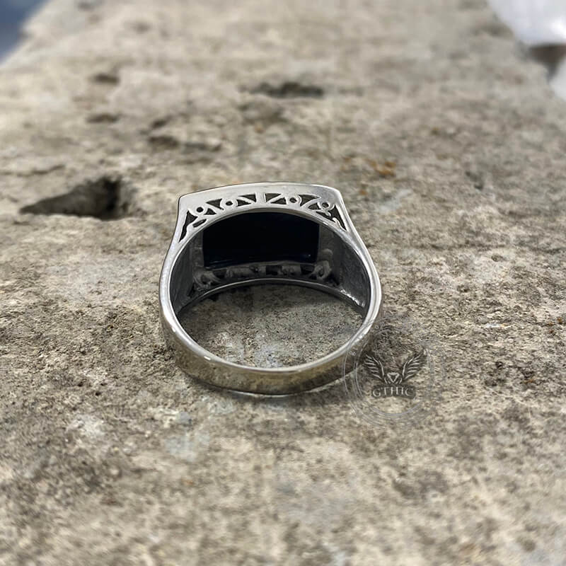 Black Zircon Stainless Steel Minimalism Ring