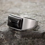 Black Zircon Stainless Steel Minimalism Ring | Gthic.com