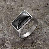 Black Zircon Stainless Steel Minimalism Ring | Gthic.com