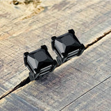 Black Zircon Stainless Steel Stud Earrings | Gthic.com