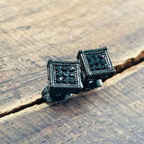 Black Zircon Stainless Steel Stud Earrings | Gthic.com